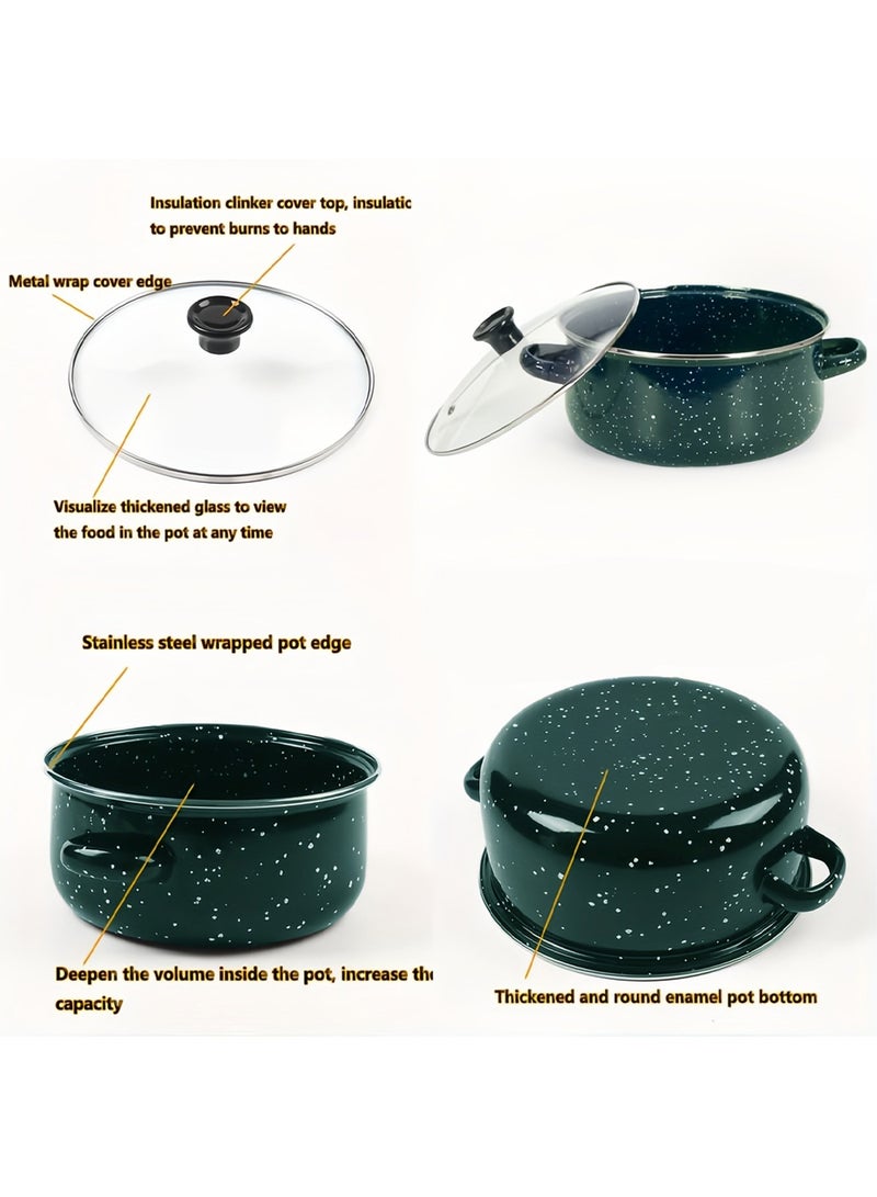 Sharpdo 5-Piece Kitchen Soup Pot Enamel Pot Stew Pot Set, Gas Induction Cooker Available 16/18/20/22/24CM - Image 4