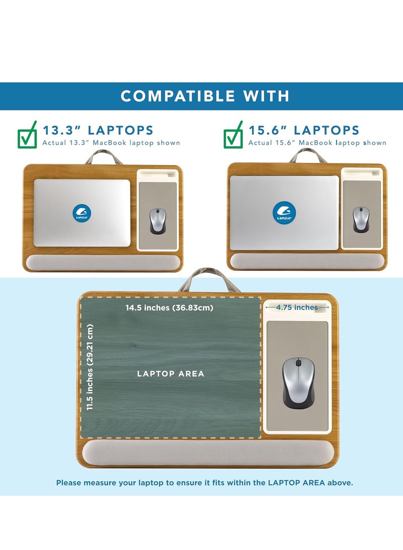 ELTRAZONE Home Office Pro Lap Desk with Wrist Rest, Mouse Pad, and Phone Holder – Sleek Oak Woodgrain Portable Desk for Laptops up to 15.6”, Ergonomic Cushion Lap Tray for Bed, Sofa, Travel, or Work-from-Home Use – Comfortable, Durable, and Stylish Design - Image 3