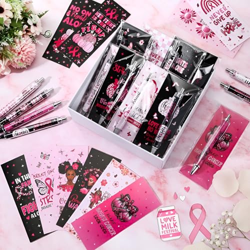 Sayglossy 48 Sets Breast Cancer Awareness Ballpoint Pen with Bookmark Pink Color Ribbon Gifts Breast Cancer Day Party Favors Inspirational Gifts for Black Women Survivor October Charity Supply - Image 3