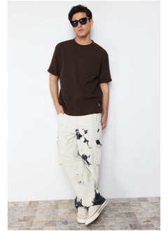 Basic Brown Relaxed Textured Waffle Labeled T-Shirt with Pocket TMNSS23TS00077