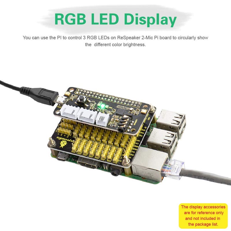 KEYESTUDIO ReSpeaker 2-Mic Pi HAT Shield for Raspberry Pi 4/4B/ Pi 3 3B /2B - Image 3
