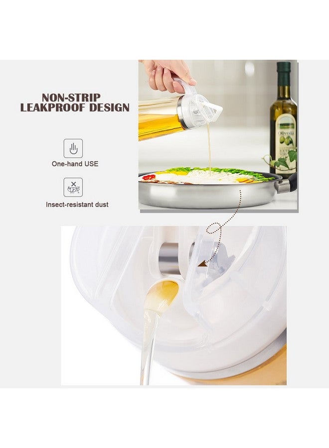 Marbrasse Auto Flip Leakproof Non-Drip Spout Non-Slip Handle Olive Oil Dispenser Bottle with Automatic Cap and Stopper , 20 oz (White) - Image 3