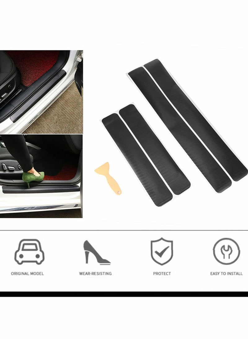 SYOSI Car Door Stickers, Universal Sill Welcome Pedal Anti Scratch 3D Carbon Fiber Vinyl Wrap Tape Film, Threshold Anti-Scratch Sticker Edge Protection 8PCS - Image 5