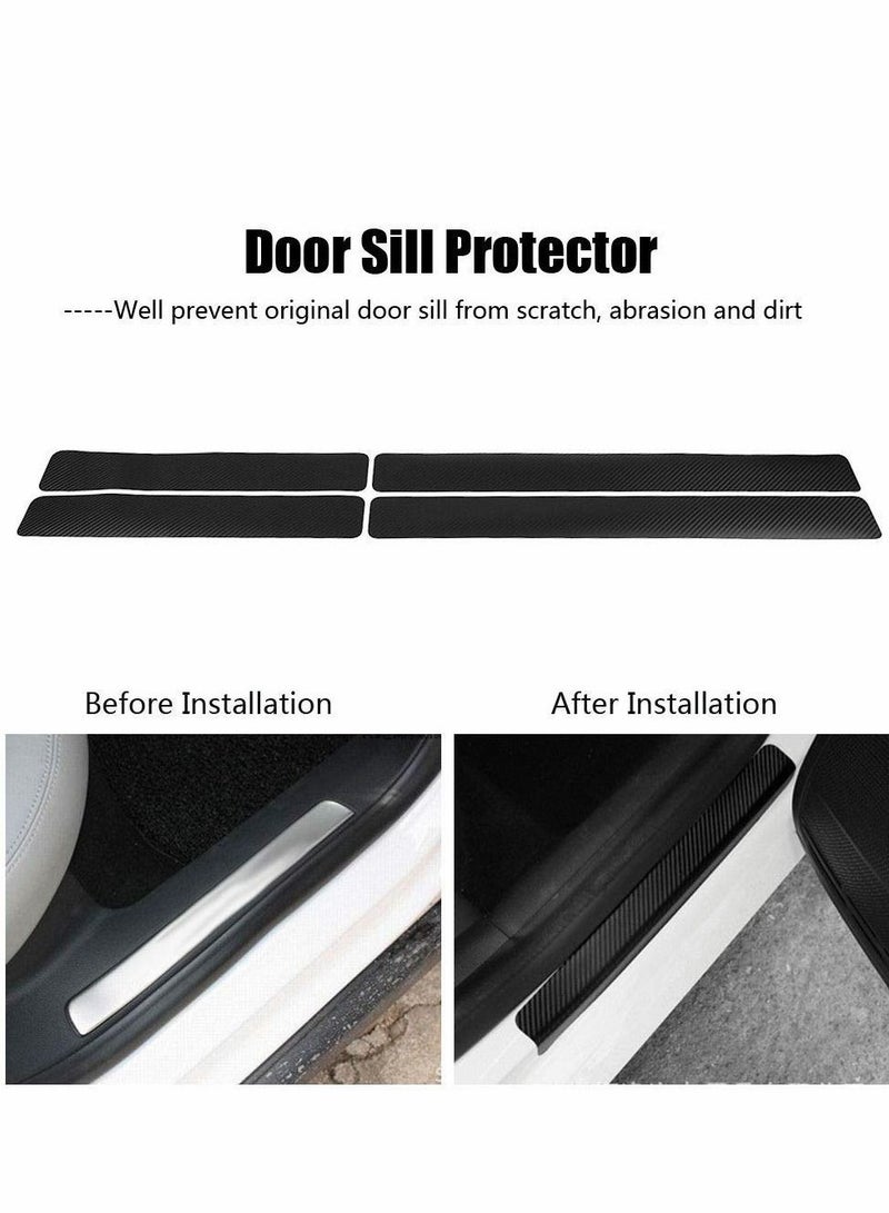 SYOSI Car Door Stickers, Universal Sill Welcome Pedal Anti Scratch 3D Carbon Fiber Vinyl Wrap Tape Film, Threshold Anti-Scratch Sticker Edge Protection 8PCS - Image 2