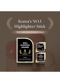 HINCE hince True Dimension Radiance Balm 10g - Natural Shimmer Glow Face Highlighter Stick Glow Balm Korean Blush Transparent Color Skin Tone Slim Fitting Texture, Multi Makeup Stick (1, CLEAR, TP001)  - Image 3