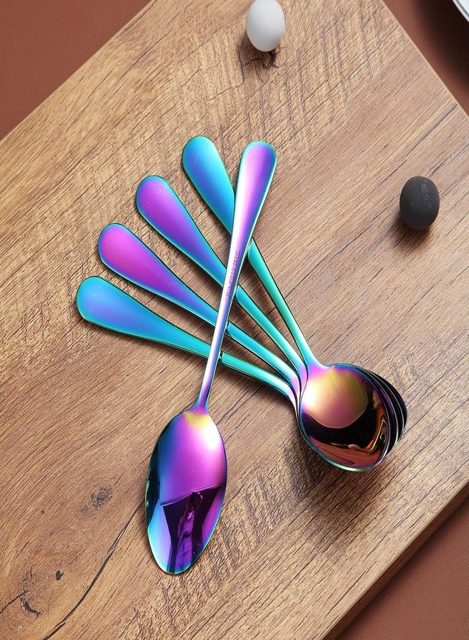 Berglander Rainbow Teaspoons 6.5" Set of 12, Berglander Stainless Steel Titanium Plating Shiny Mutil-Color Tea Spoons Silverware, Colorful Tea Spoon Small Dessert Spoon Teaspoon Easy To Clean Dishwasher Safe - Image 5
