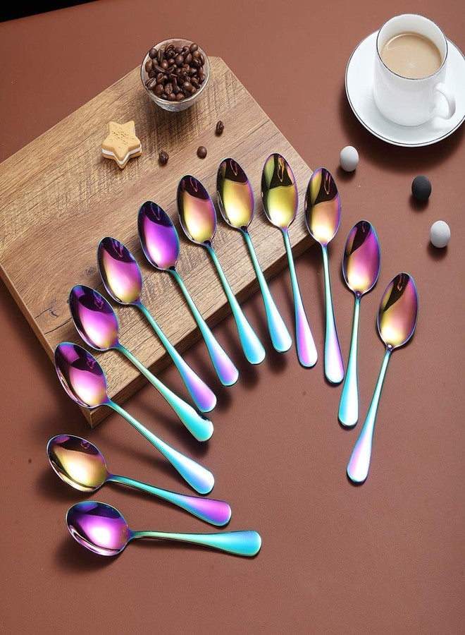 Berglander Rainbow Teaspoons 6.5" Set of 12, Berglander Stainless Steel Titanium Plating Shiny Mutil-Color Tea Spoons Silverware, Colorful Tea Spoon Small Dessert Spoon Teaspoon Easy To Clean Dishwasher Safe - Image 4