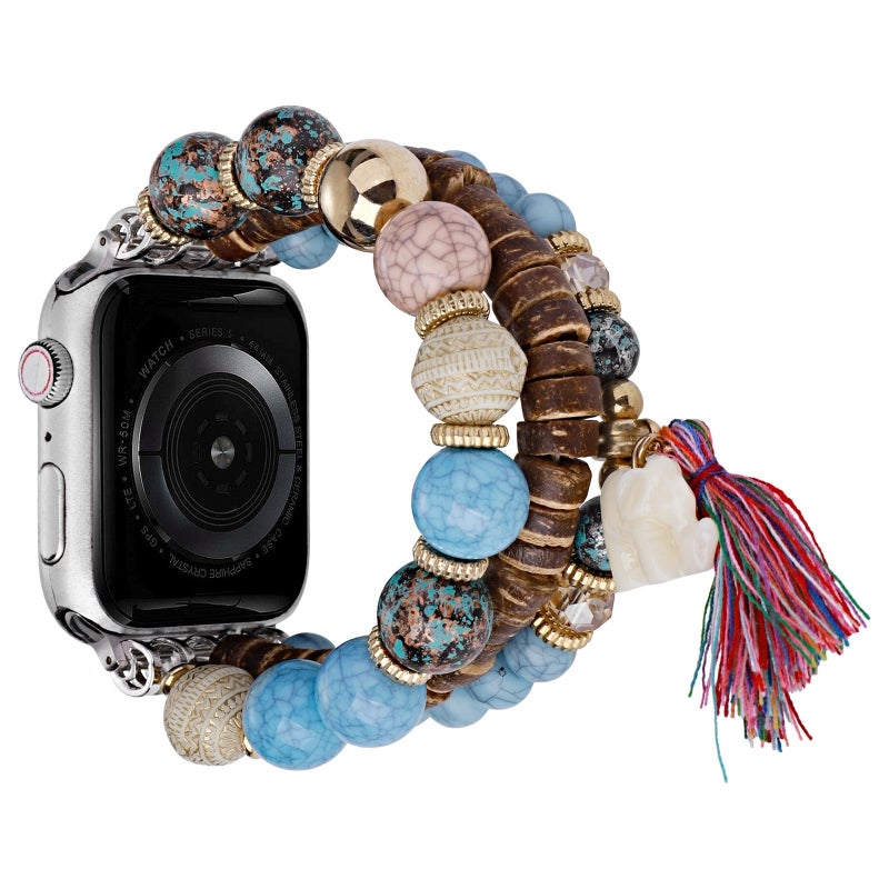 Beads Elephant Pendant Watch Band For Apple Watch Series 10 46mm(Blue)