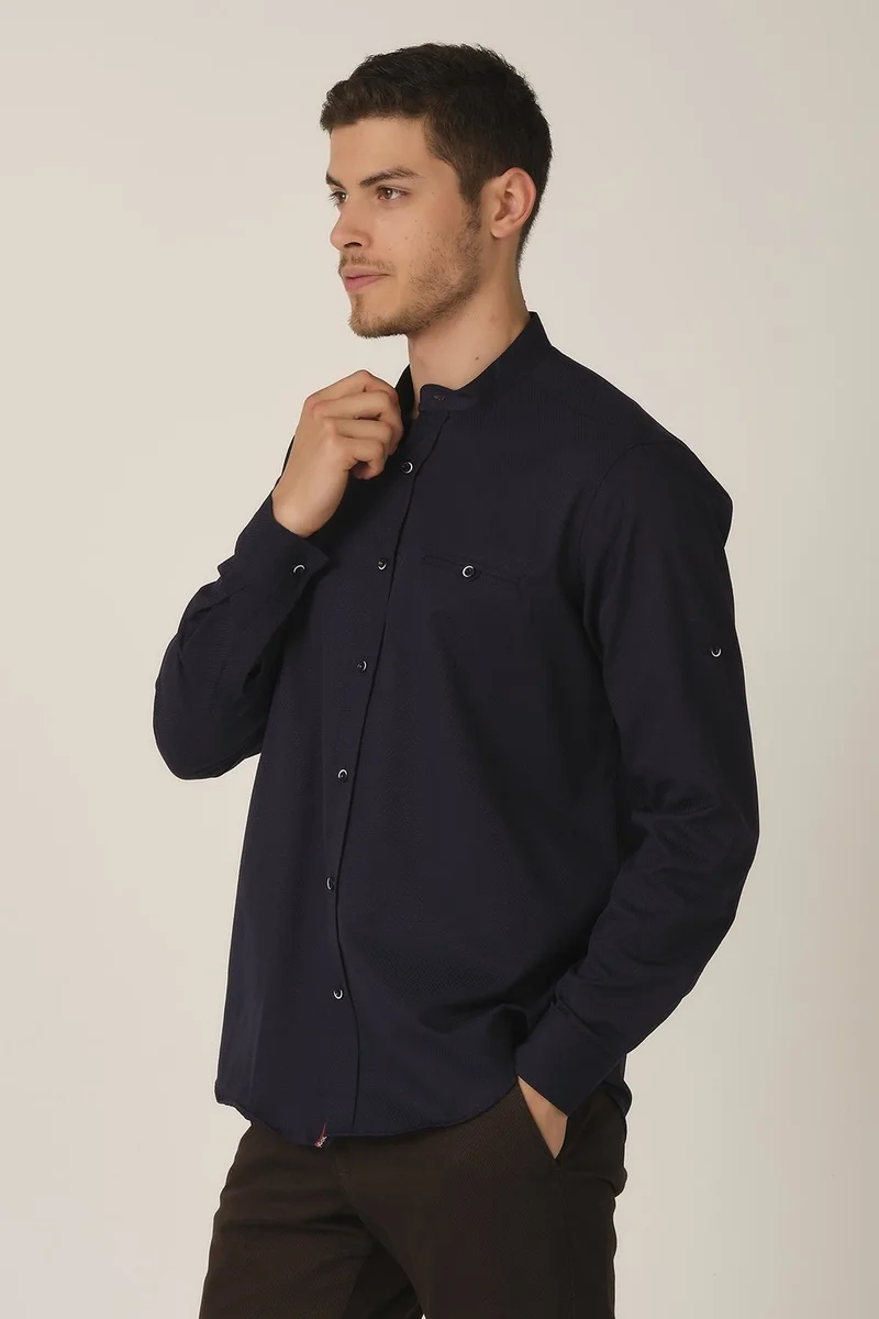 الكسندر جاردي Fold-down Sleeve Regular Fit Shirt (E21-3250)