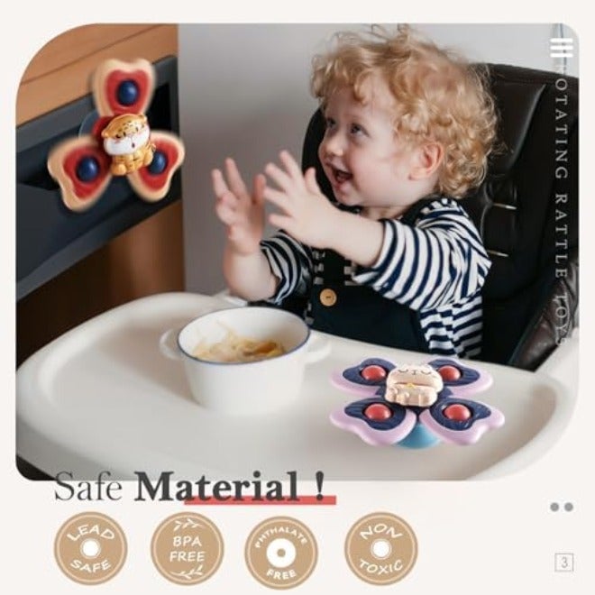 ALASOU 3PCS Suction Cup Spinner Toys for 1-3 Years | Sensory Play for  Toddlers - Image 5