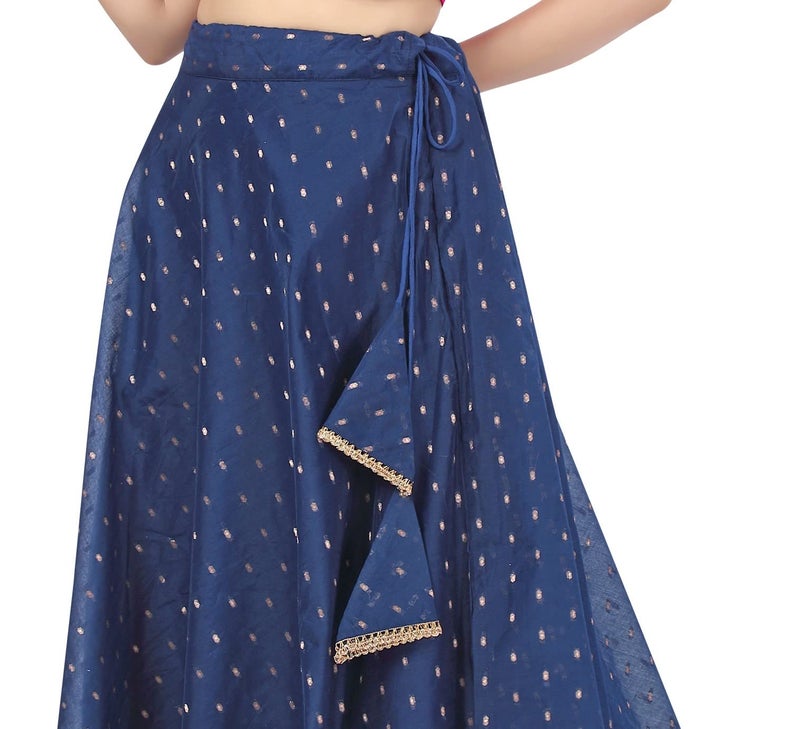 Studio Shringaar Women's Readymade Polyester Chanderi Silk Maxi Skirt Lahenga (Xl Size, Navy Blue) - Image 3