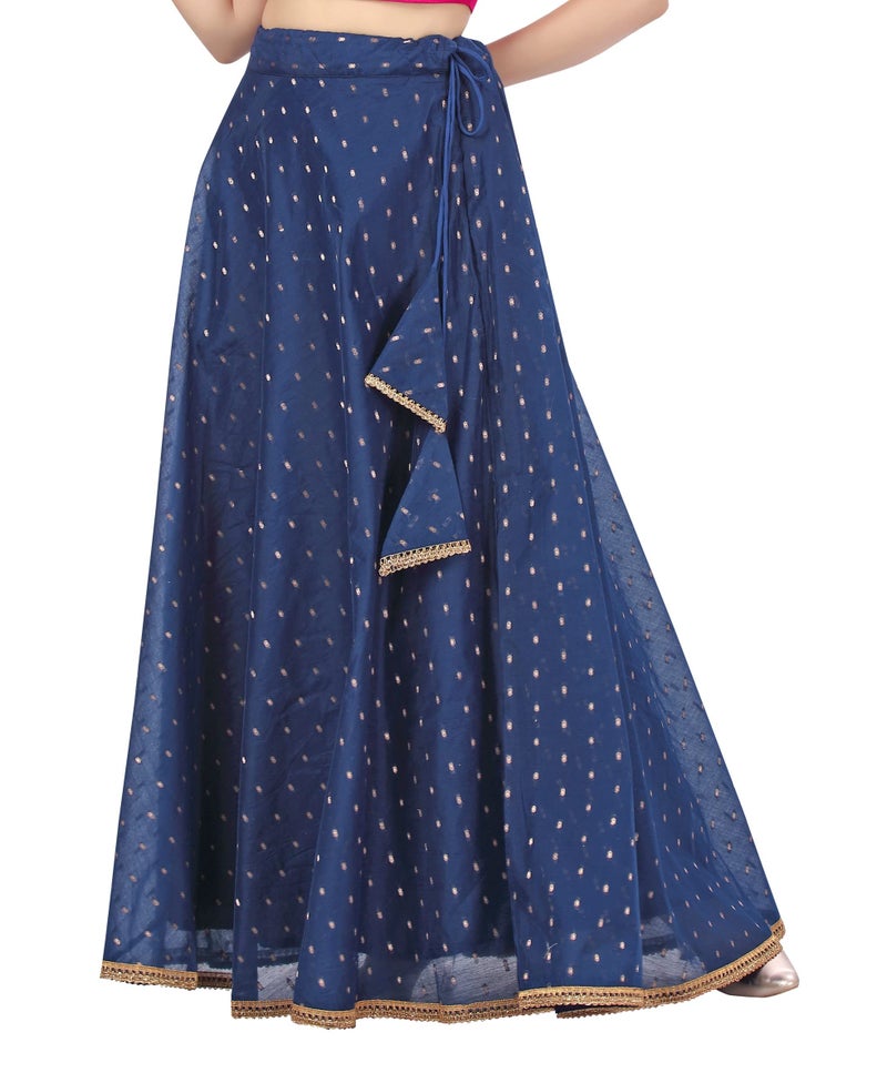 Studio Shringaar Women's Readymade Polyester Chanderi Silk Maxi Skirt Lahenga (Xl Size, Navy Blue) - Image 5