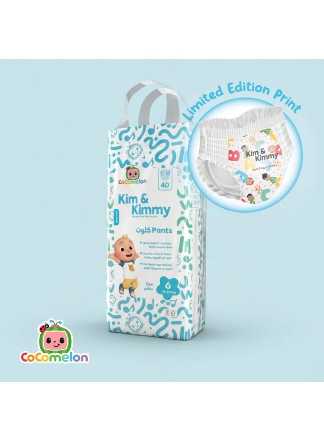 Kim & Kimmy Eco Diaper Pants, Size 6, 15-20 kg, 40 Pants - 12 Hour Leak Protection, No Rashes, Hypoallergenic, Ultra-Soft & Highly Absorbent - Cruelty Free & Vegan - Image 1
