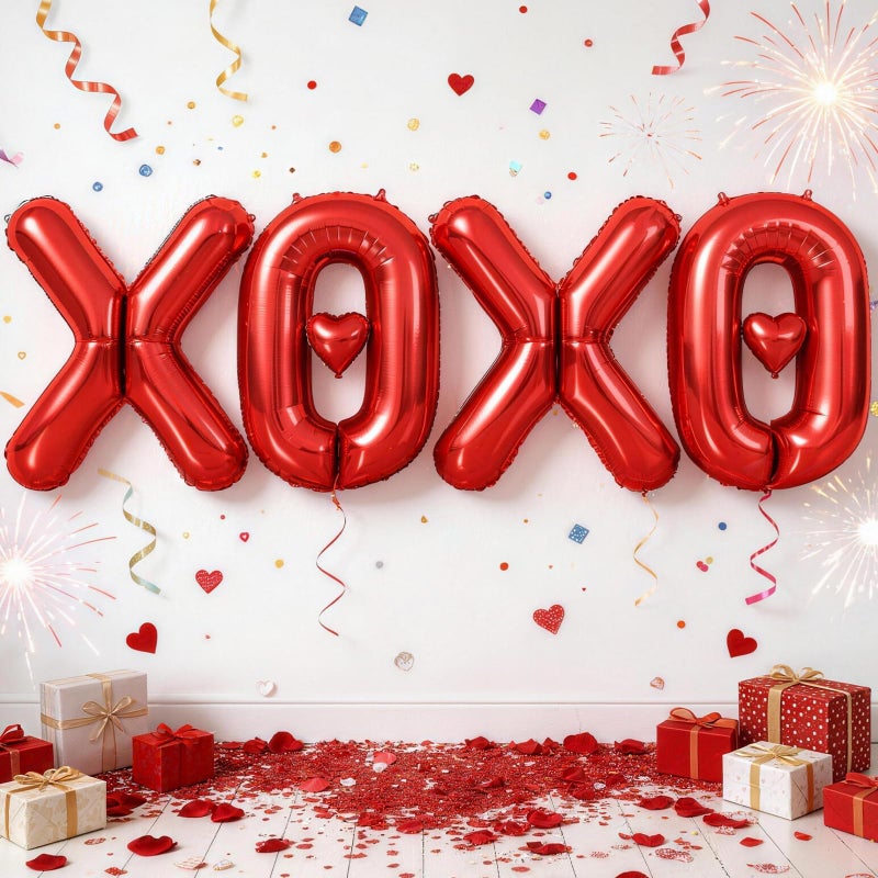 Togvu 40 Inch Large Red XOXO Balloons XOXO Letters Foil Balloons with Red Heart Foil Balloons for Valentines Day Galentines Bridal Shower Wedding Bachelorette Romantic Special Night Party Decorations - Image 3