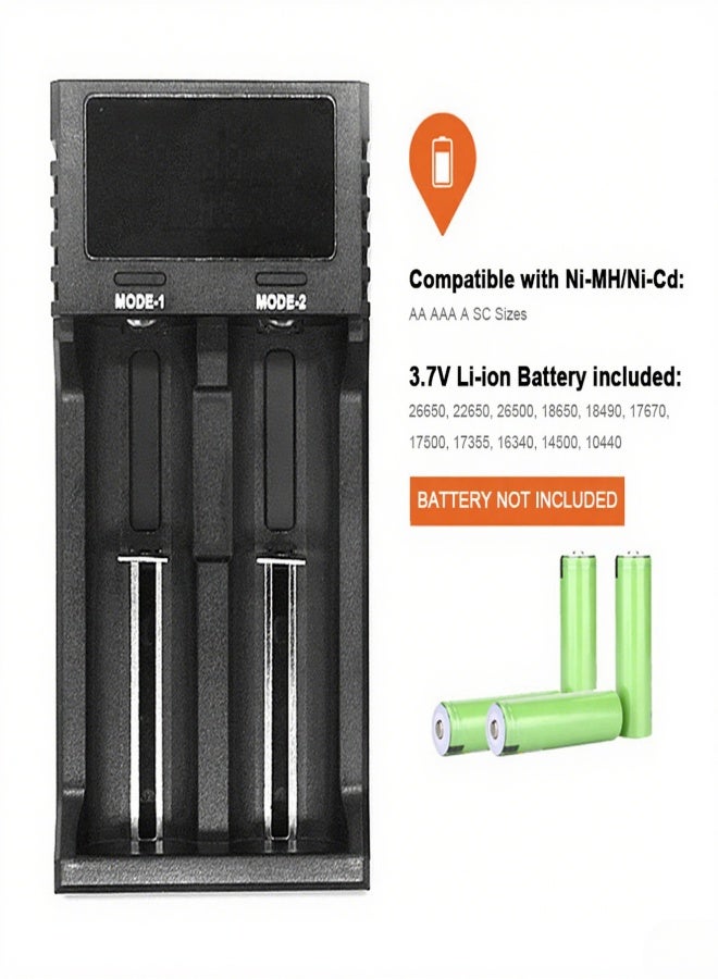 LiitoKala Lii-S2 Battery Charger LCD 2 Slots for 18650 26650 21700 18350 AA AA Lithium NiMH Battery Auto-polarity Detector Charger - Image 4