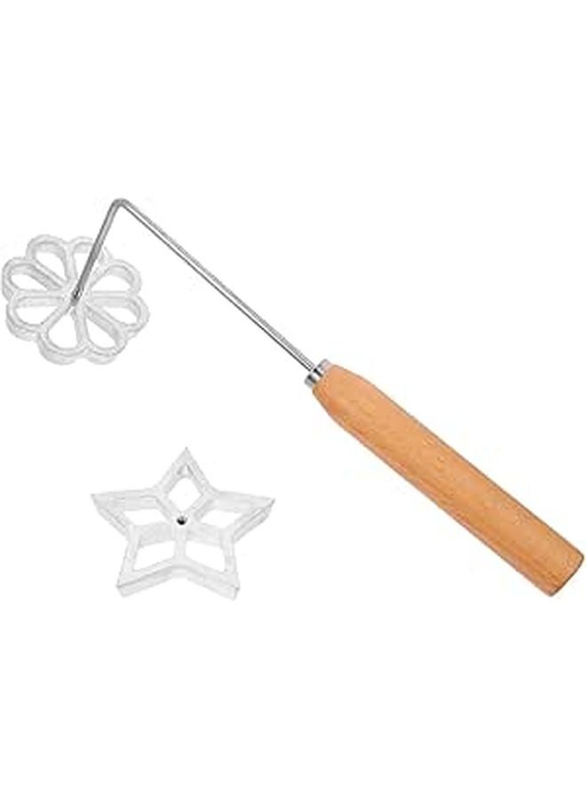 FRCOLOR 3 Non Stick Hollow Flower Star Snack Mold Set With Wooden Handle - Image 1