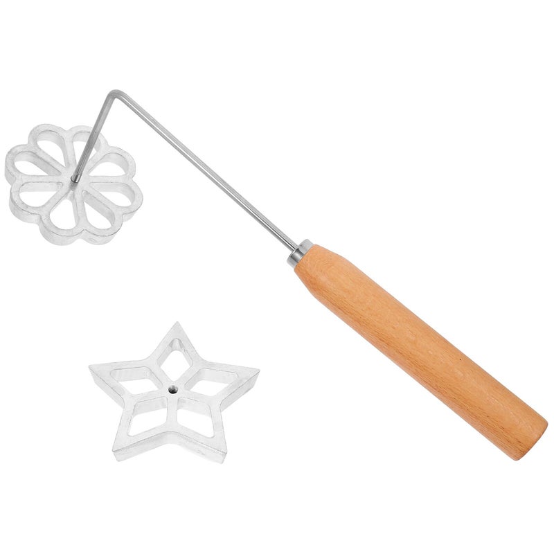 FRCOLOR 3 Non Stick Hollow Flower Star Snack Mold Set With Wooden Handle - Image 2