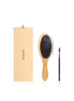 SIXPLUS SIXPLUS Bamboo Hair Brush For Women Men Natural Bamboo Paddle Detangling Hairbrush For Thick Curly Thin Long Short WetDry Hair Smoothing Massaging Scalp 