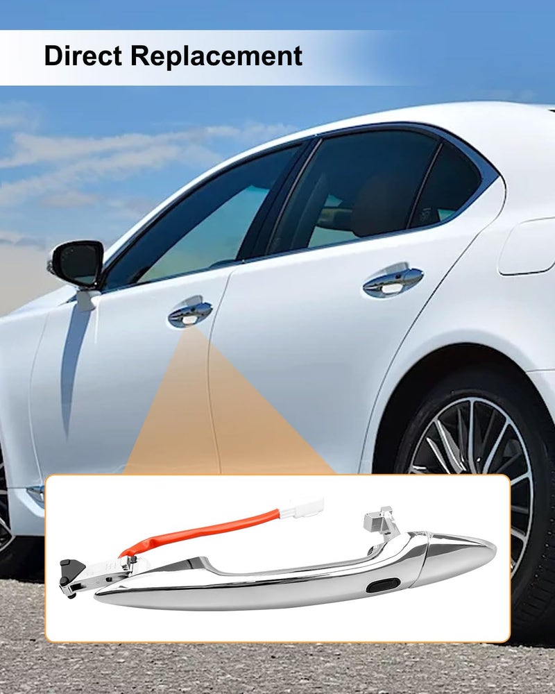 QAGGUM مقبض باب خارجي QAGGUM الجهة اليسرى الأمامية للسائق مناسب لسيارات لكزس ES350 2007-2012 LS460 2007-2017 LS600hl 2008-2016، مقبض باب خارجي كروم بديل 69220-33060 - Image 5