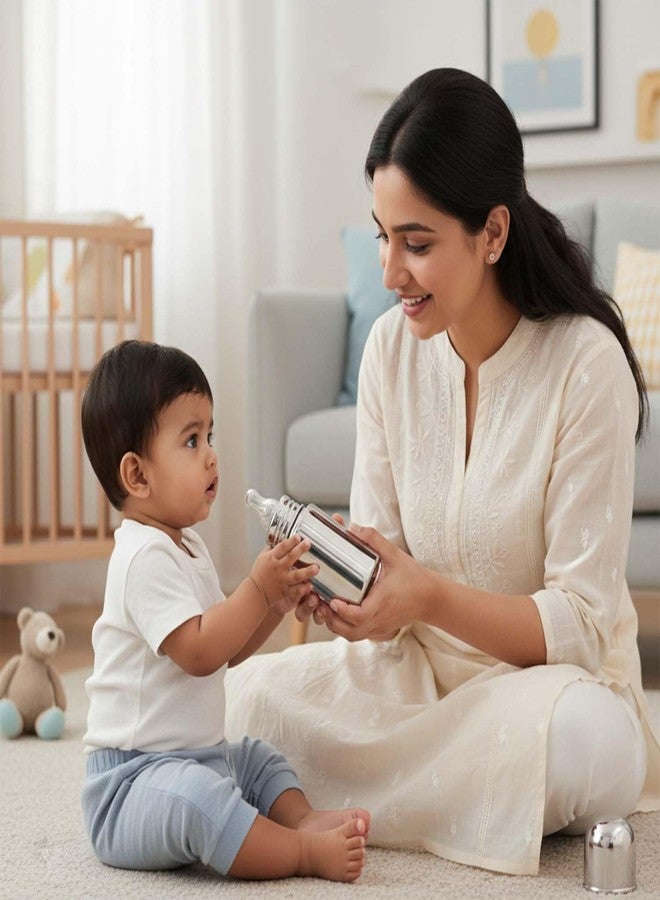 BabyMoo Baby Steel Feeding Bottle 150ml | Baby Milk Bottle with Advanced Anti Colic Valve, BPA Free, Soft Silicone Teat, Wide Neck for Babies/Infants/Newborns of 0-12 Months - Image 2