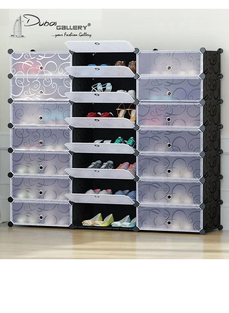 DubaiGallery 18 Cube Double Plastic Modular Storage Closet Organizer Cabinet Shoe Rack Cube  - Image 1