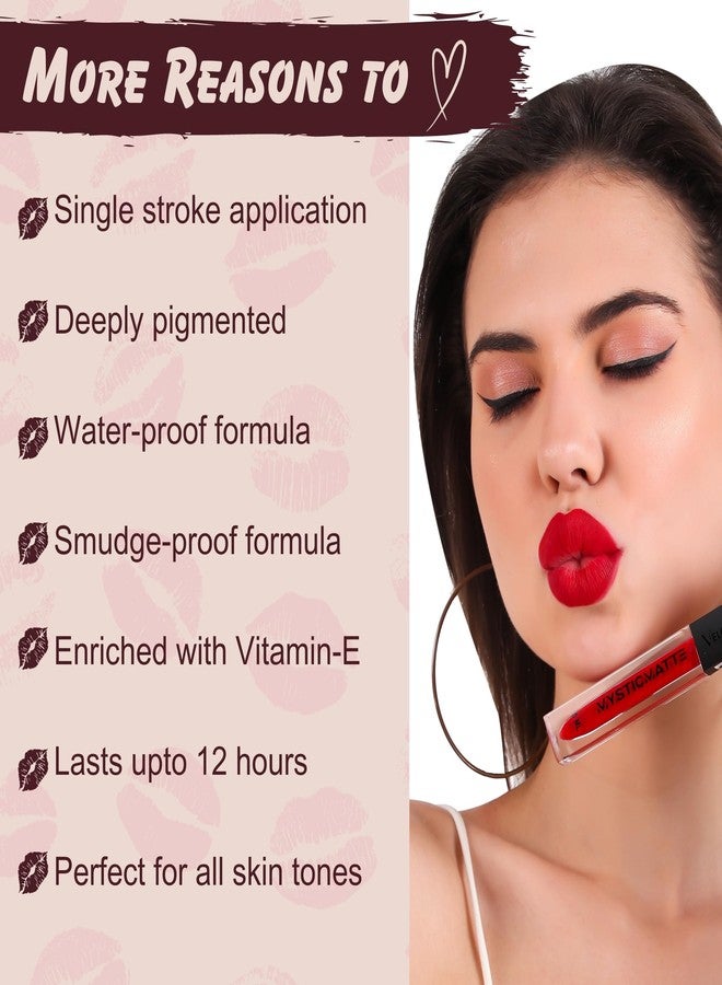 VeloxVeda MysticMatte, Liquid Matte Lipstick - Expresso Noir V-10 | Lightweight, Waterproof, Smudge-Proof, Long-Lasting (up to 12 hrs), Non-Transfer | Vegan Formula with Vit-E & jojoba oil - 5ml. - Image 4