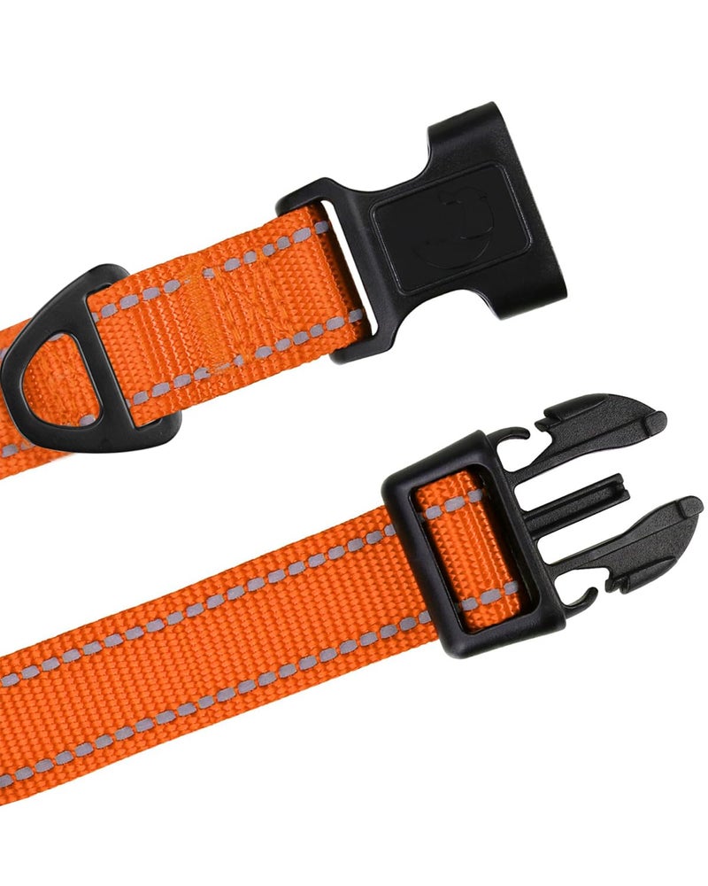 TagME Reflective Nylon Dog Collars, Adjustable Classic Pet Collar with Quick Release Buckle for Small Dogs, Orange, 3/4" Width - Image 3