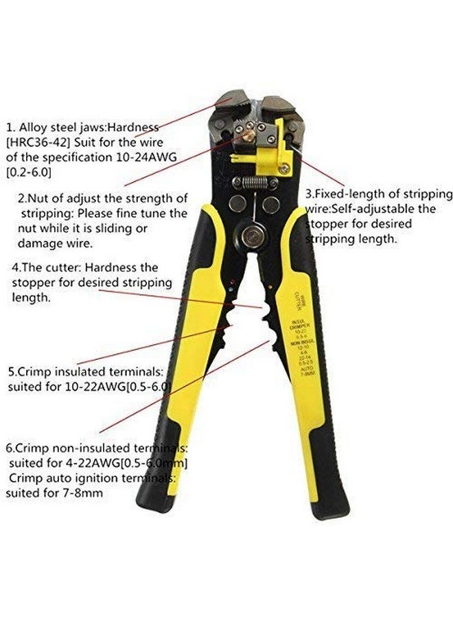 نوفو كماشة قطع الكابلات الأوتوماتيكية ذاتية الضبط من نوفو مقاس 8 بوصات، أداة متعددة الأغراض 5 في 1 لقص وتجريد الأسلاك، مقاس 10-24 AWG (0.2~6.0 مم²) (أحمر) - Image 5