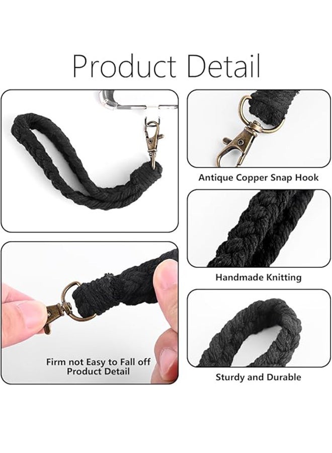 إم إكس إن 3 قطع من حزام معصم الهاتف الخلوي مع 3 علامات تبويب لربط الهاتف، جراب هاتف مصنوع يدويًا على شكل سلسلة مفاتيح مكرامية للنساء والفتيات (أبيض + أسود + رمادي) - Image 3