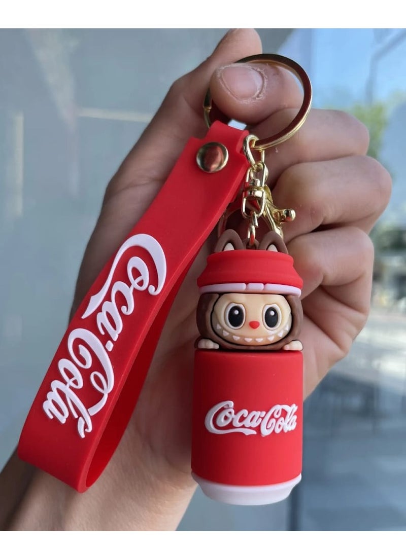 Coca-Cola Keychain For Women And Girls, Cute  Coca-Cola Labubu Doll Wristlet Accessories For Backpack Handbag Car Keys  - Image 1
