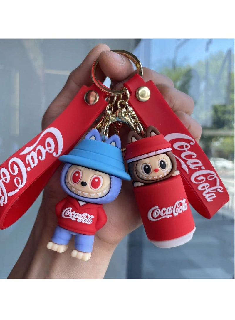 Coca-Cola Keychain For Women And Girls, Cute  Coca-Cola Labubu Doll Wristlet Accessories For Backpack Handbag Car Keys  - Image 4