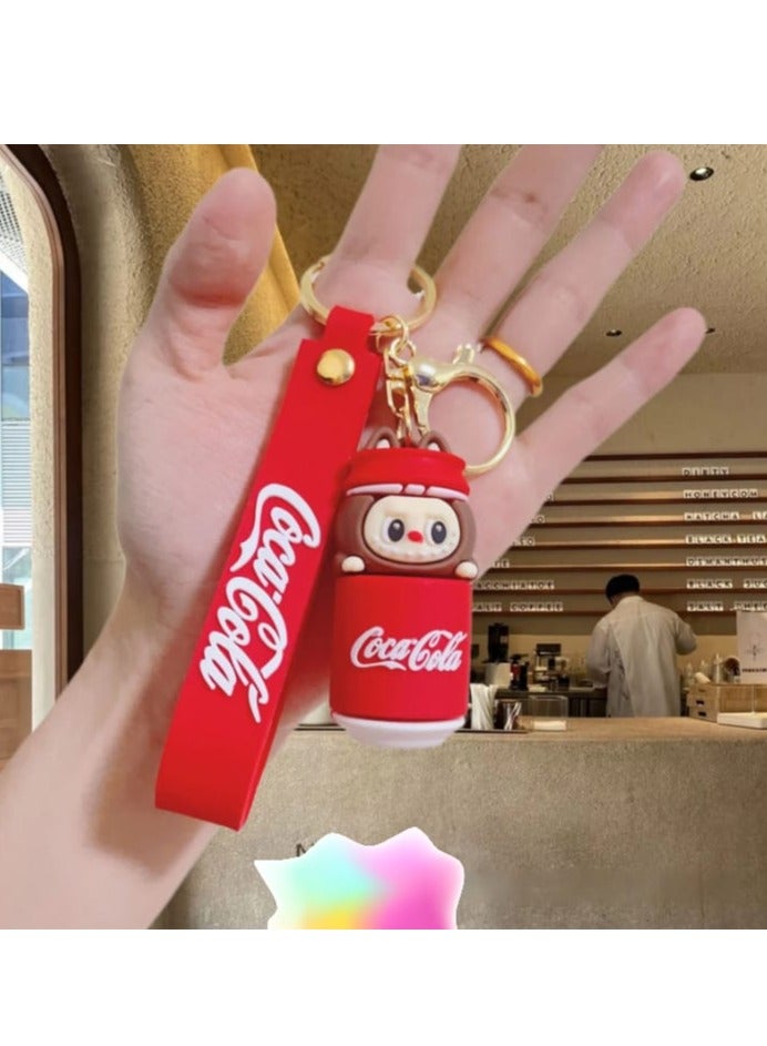 Coca-Cola Keychain For Women And Girls, Cute  Coca-Cola Labubu Doll Wristlet Accessories For Backpack Handbag Car Keys  - Image 5