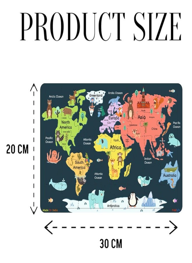 Fiddlys 40 Pcs Paperless Wooden Jigsaw Puzzle for Kids & Children Age 4+ Learning Educational Double Layered Wooden Puzzles with Bright Front & Back Print (World Map & Solar System) - Image 2