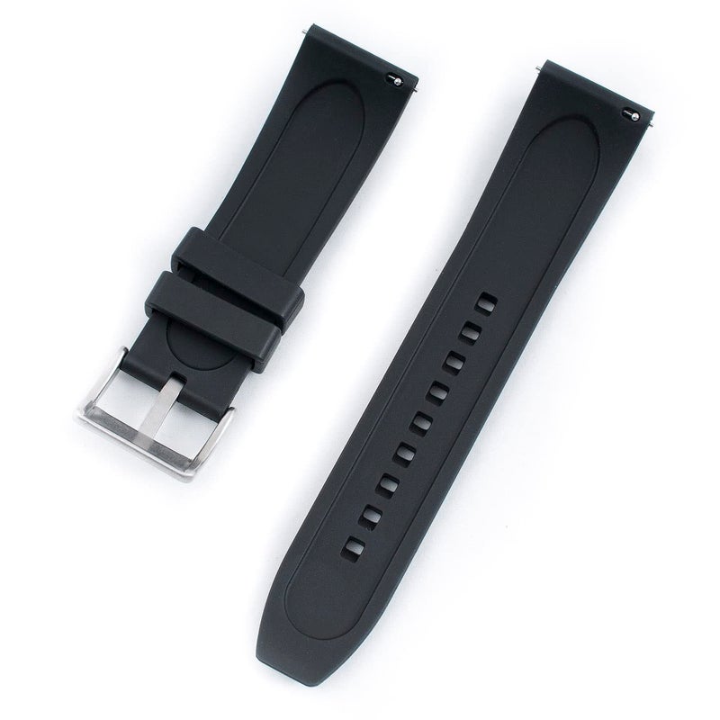 StrapHabit Quick Release Rubber Watch Strap Band FKM 20mm 22mm 24mm (Black, 20mm) - Image 2