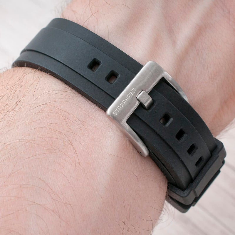StrapHabit Quick Release Rubber Watch Strap Band FKM 20mm 22mm 24mm (Black, 20mm) - Image 5