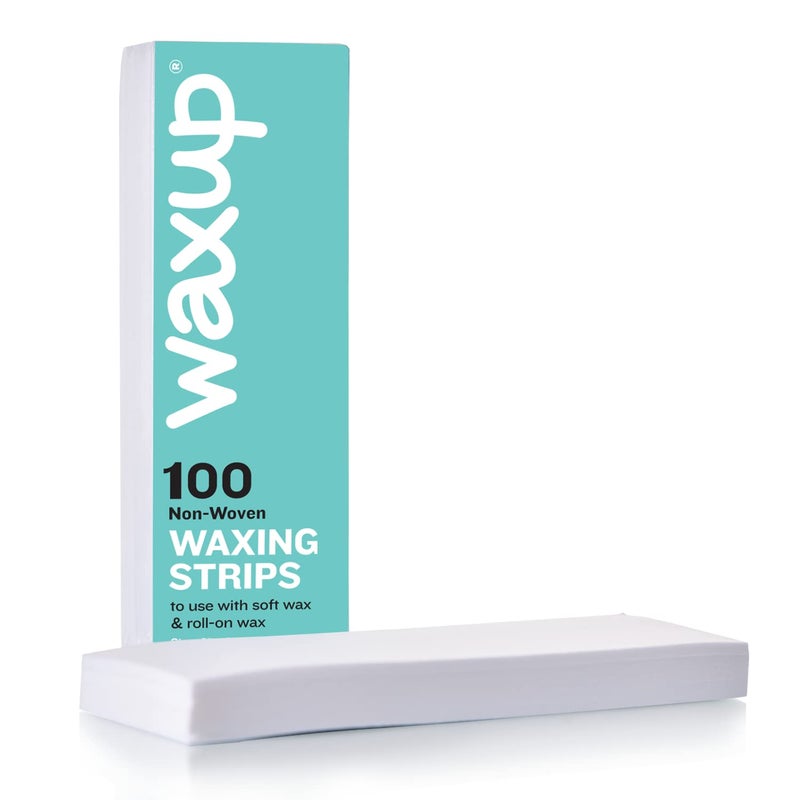 waxup NonWoven Wax Strips 3x9 Disposable Large Waxing Strips to Use with Hair Removal Soft Wax for Facial and Body Areas Legs Bikini Arms Face Brow Upper Lip Self Waxing 100 pieces