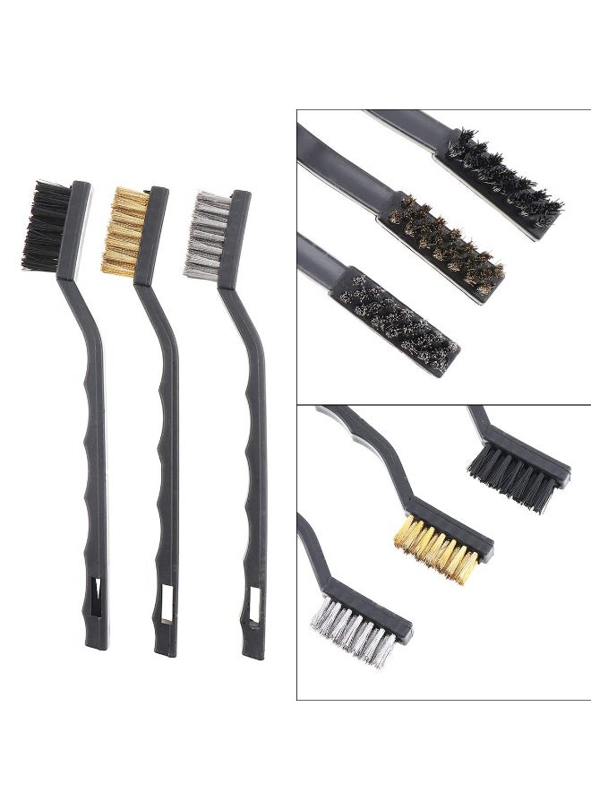 Generic Chgimposs 3Pieces Mini Wire Brush Set, Nylon Brass Stainless Steel Wire Brush For Cleaning Welding Slag Scrubbing And Rust  - Image 2