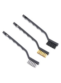 Generic Chgimposs 3Pieces Mini Wire Brush Set, Nylon Brass Stainless Steel Wire Brush For Cleaning Welding Slag Scrubbing And Rust  - Image 3