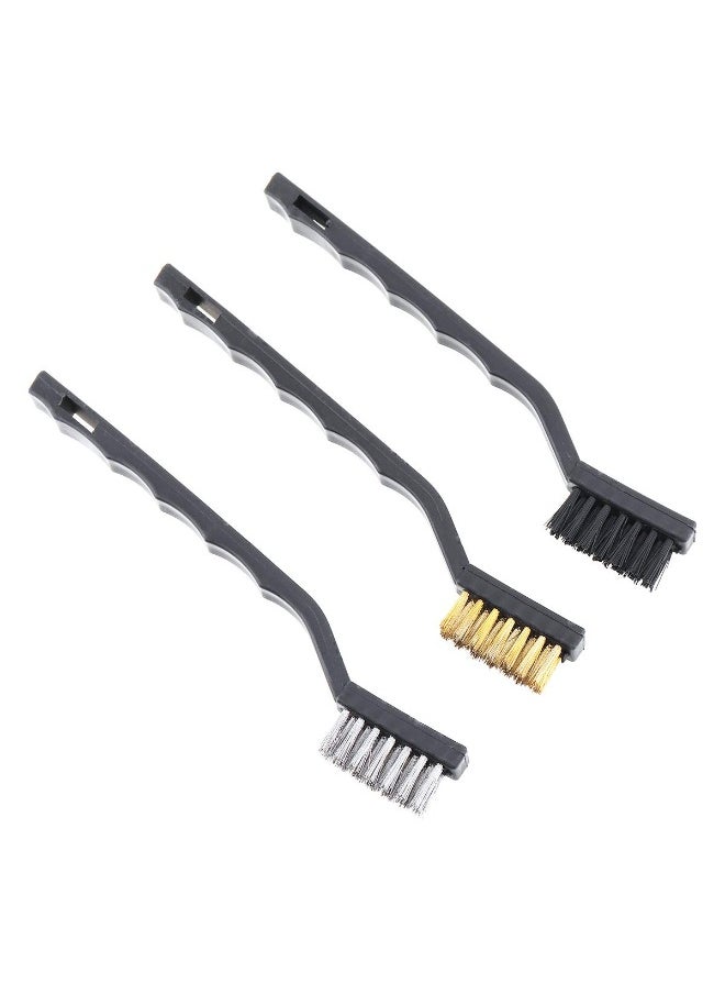 Generic Chgimposs 3Pieces Mini Wire Brush Set, Nylon Brass Stainless Steel Wire Brush For Cleaning Welding Slag Scrubbing And Rust  - Image 3