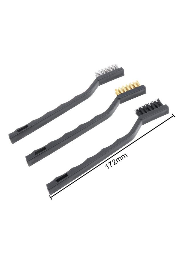 Generic Chgimposs 3Pieces Mini Wire Brush Set, Nylon Brass Stainless Steel Wire Brush For Cleaning Welding Slag Scrubbing And Rust  - Image 4
