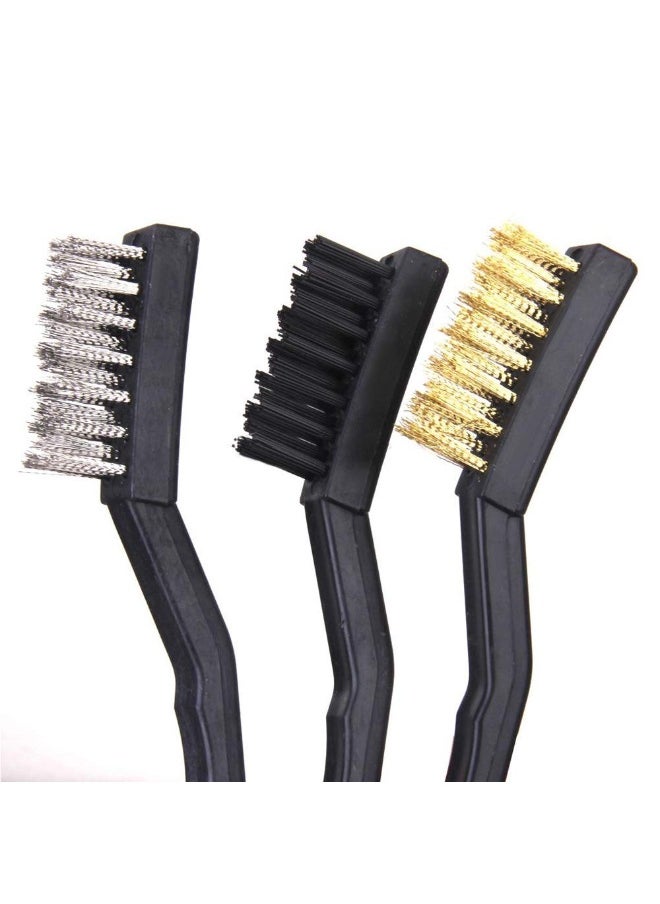 Generic Chgimposs 3Pieces Mini Wire Brush Set, Nylon Brass Stainless Steel Wire Brush For Cleaning Welding Slag Scrubbing And Rust  - Image 5