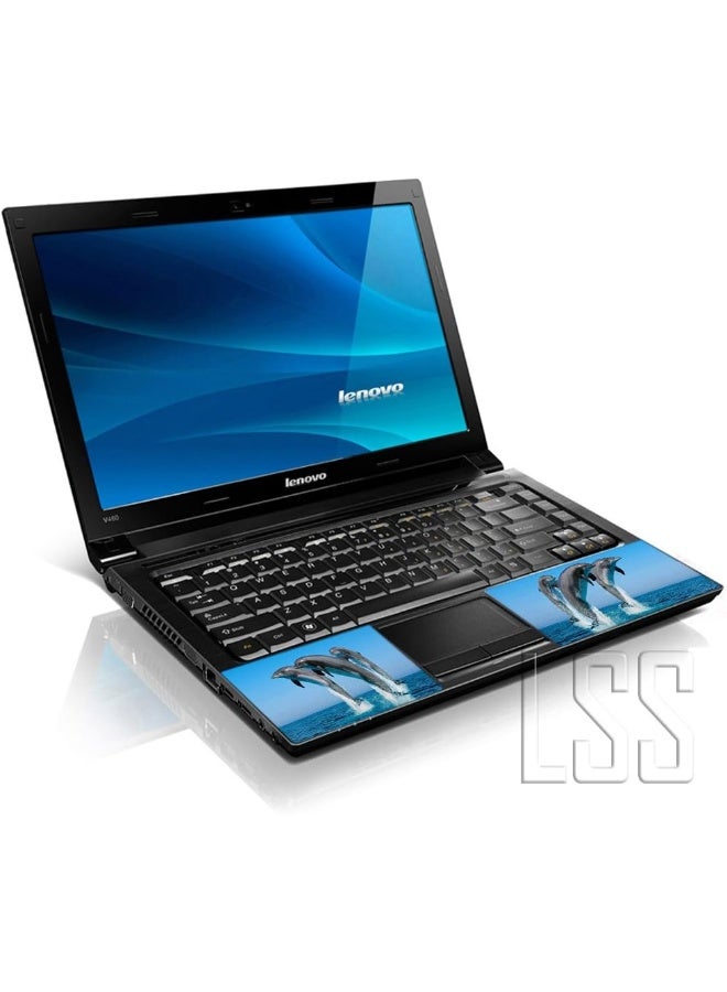 LSS Laptop 15 15.6 Skin Cover with Colorful Dolphins Pattern for HP Dell Lenovo Apple Asus Acer Compaq - Fits 13.3" 14" 15.6" 16" (2 Wrist Pads Free) - Image 2