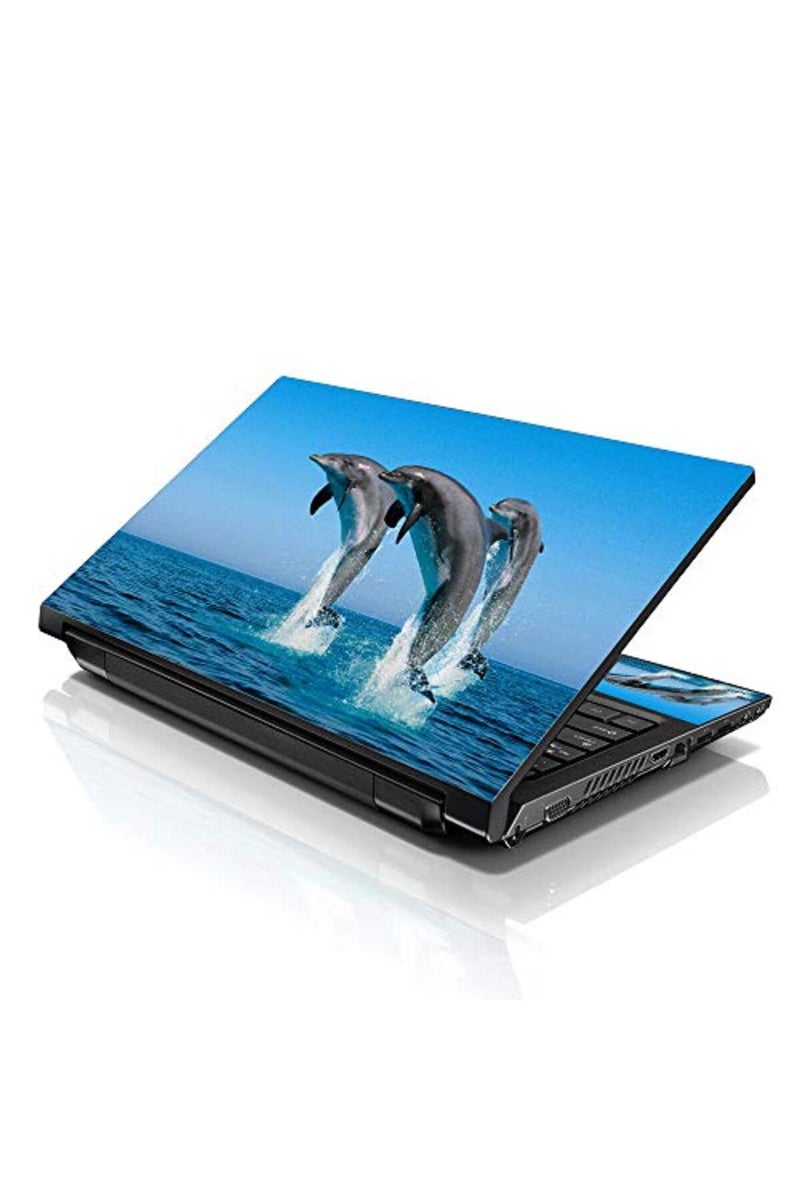Lss غطاء لابتوب LSS 15 15.6 مع نمط الدلافين الملون لأجهزة HP و Dell و Lenovo و Apple و Asus و Acer و Compaq - يناسب 13.3" 14" 15.6" 16" (وسادتان للمعصم مجاناً) - Image 1