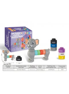 Export Baby Play Soft Glue Stacked Le Sessele Digital Animal Building Blocks Finger Doll Toy-Color:17 Soft Plastic Numeral Assembling Animals