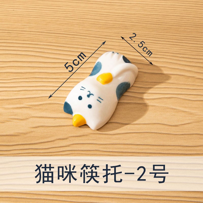 Japanese Chopsticks Rack Cat Ceramic Chopsticks Rack Household Hand-Painted Cute Spoon Holder Tableware Ornaments Chopsticks Holder Spoon Holder - Image 1