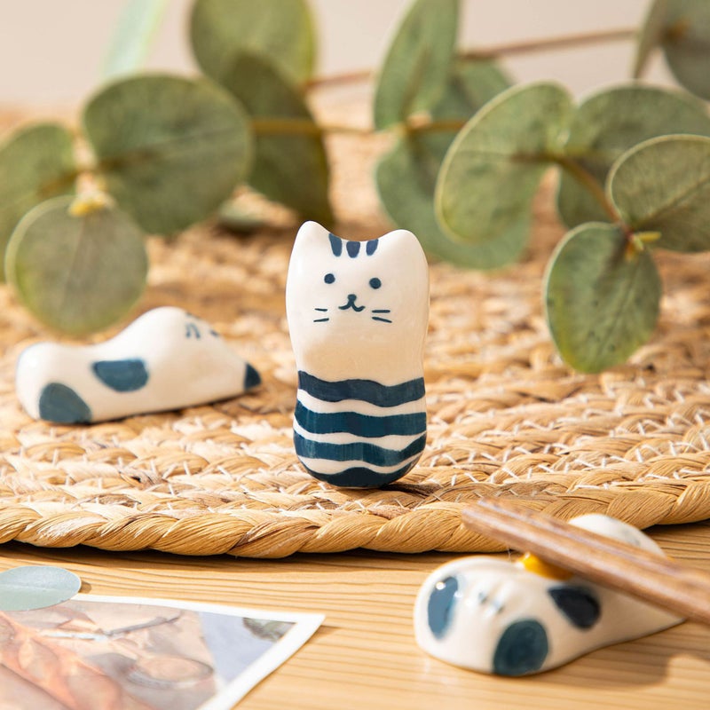Japanese Chopsticks Rack Cat Ceramic Chopsticks Rack Household Hand-Painted Cute Spoon Holder Tableware Ornaments Chopsticks Holder Spoon Holder - Image 5