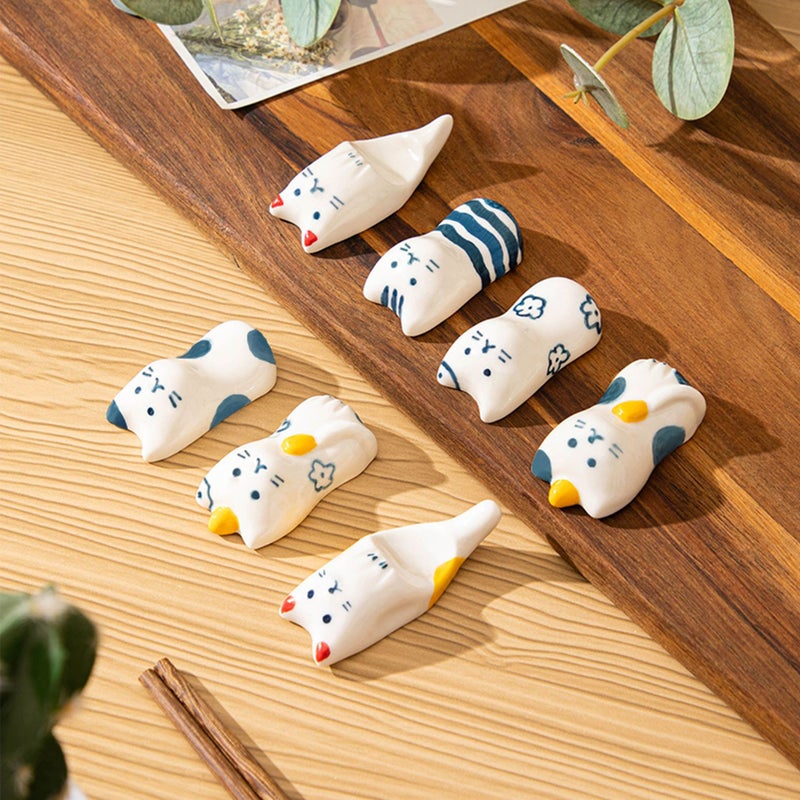 Japanese Chopsticks Rack Cat Ceramic Chopsticks Rack Household Hand-Painted Cute Spoon Holder Tableware Ornaments Chopsticks Holder Spoon Holder - Image 2