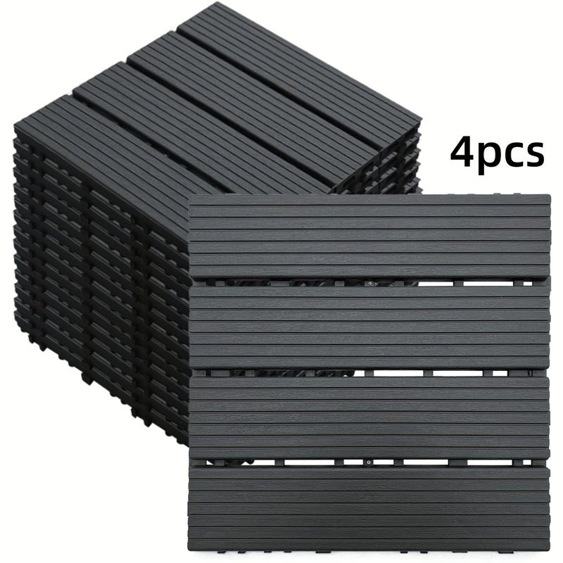 4 قطع من بلاط السطح المتشابك مقاس 12 × 12 بوصة مقاوم للماء للأرضيات الخارجية لجميع الأحوال الجوية - Image 2
