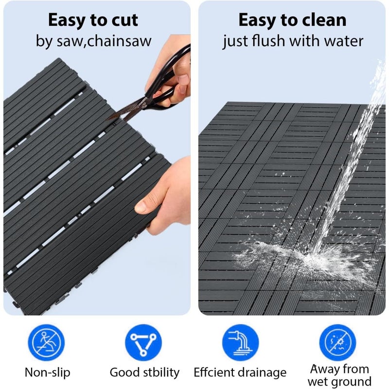 4 قطع من بلاط السطح المتشابك مقاس 12 × 12 بوصة مقاوم للماء للأرضيات الخارجية لجميع الأحوال الجوية - Image 3