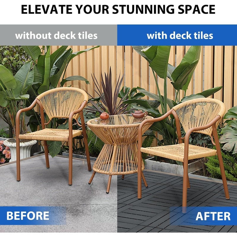 4 قطع من بلاط السطح المتشابك مقاس 12 × 12 بوصة مقاوم للماء للأرضيات الخارجية لجميع الأحوال الجوية - Image 5